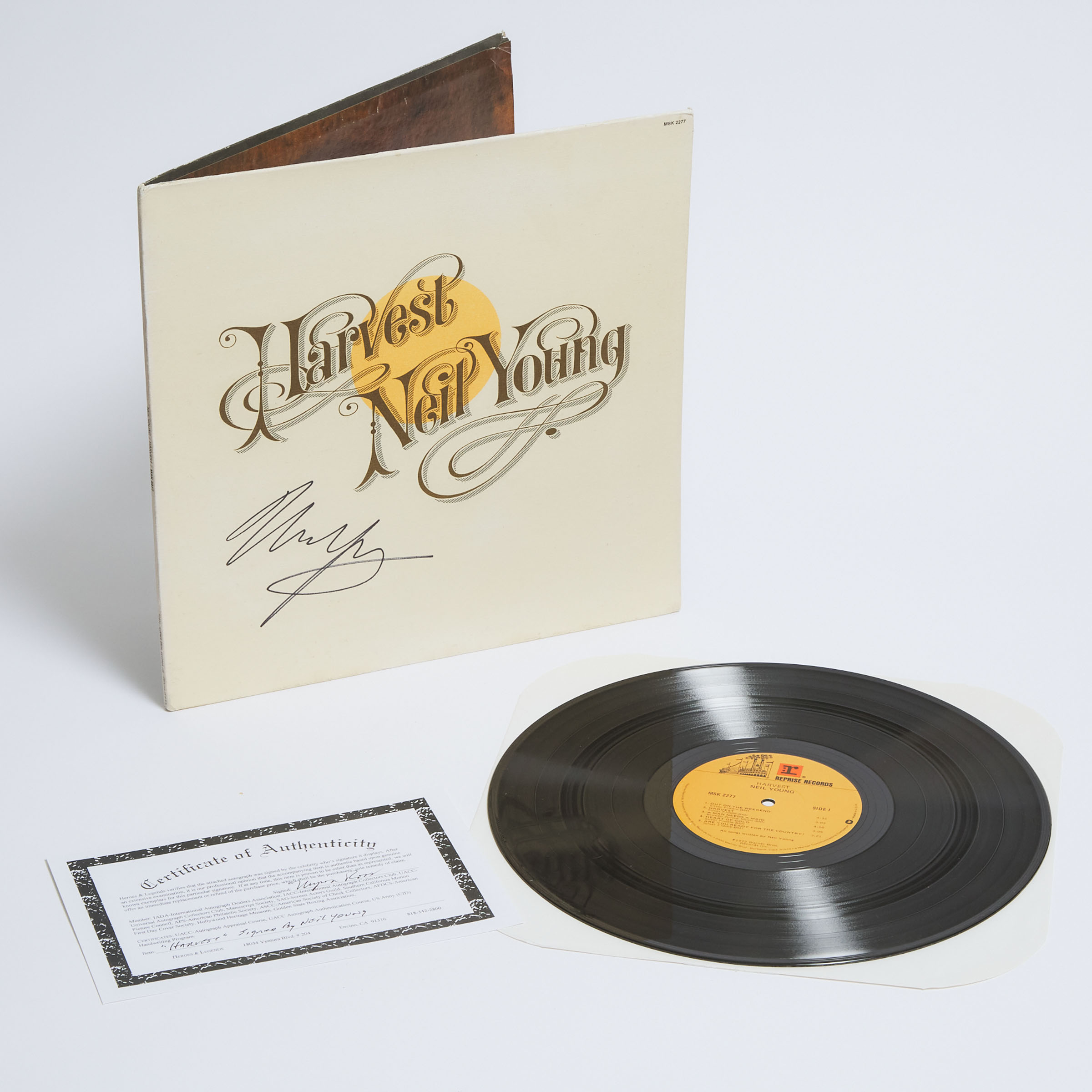 Neil Young Signed LP Record Album Harvest,