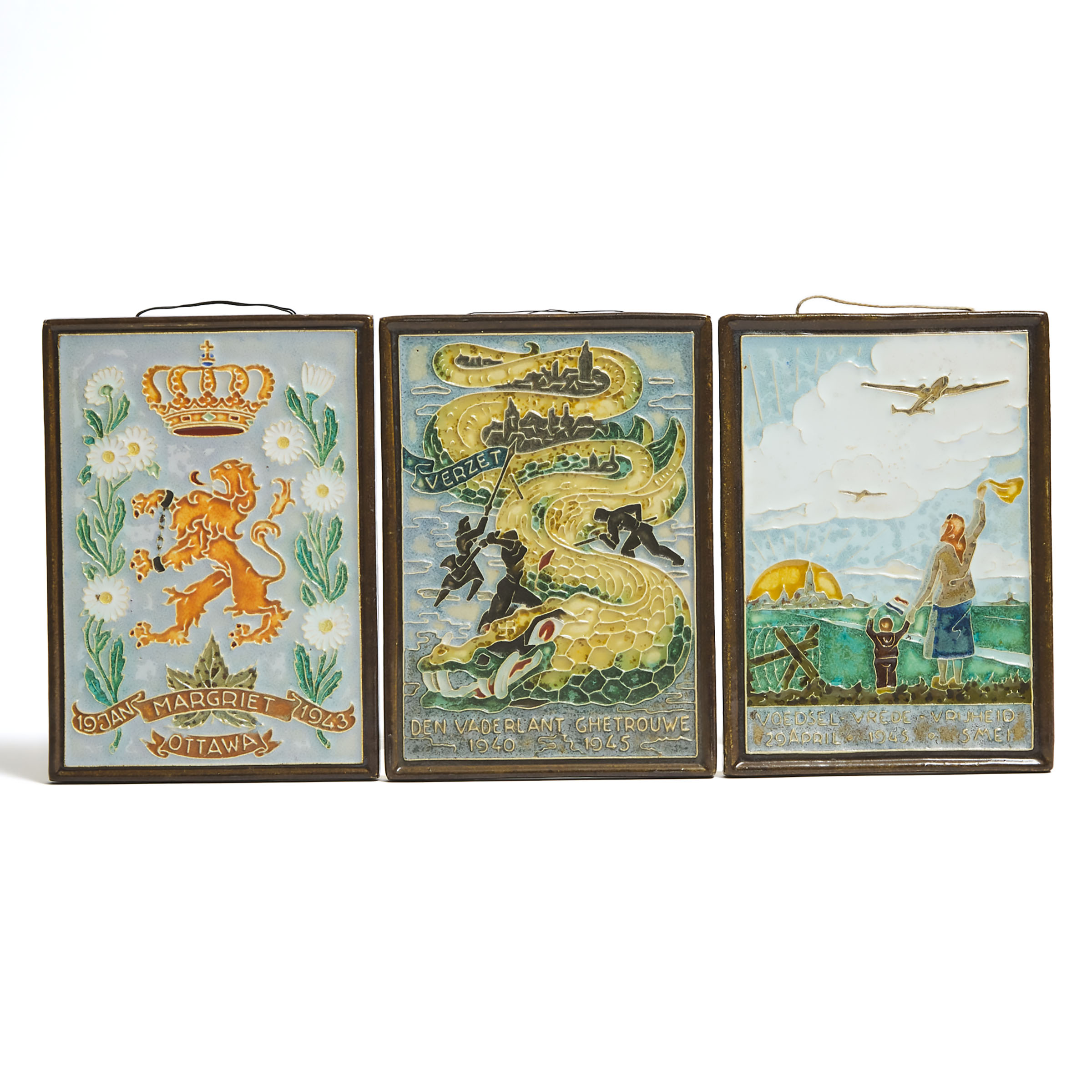 Three WWII Era Delft Tiles 1943 5 3aae5c