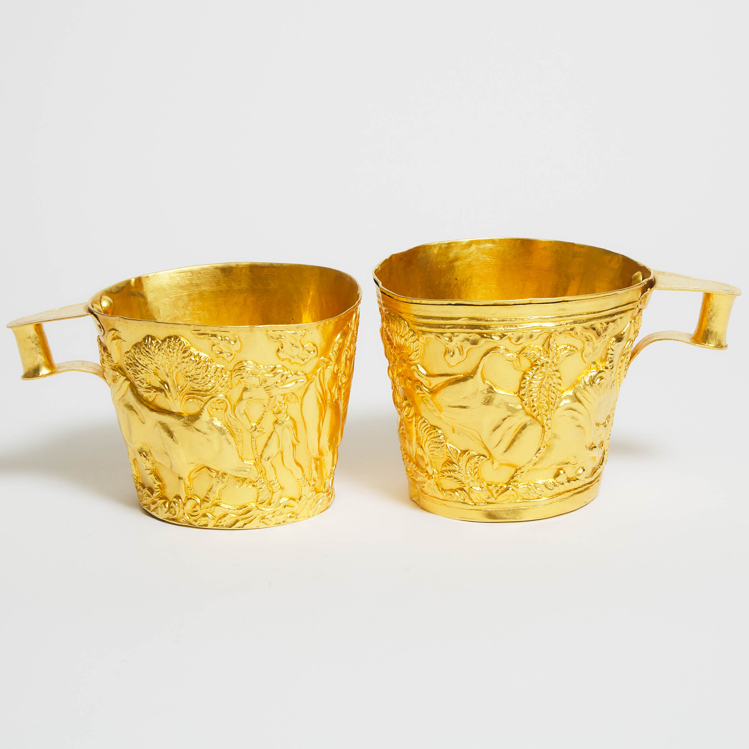 Pair of Grecian Vapheio Gold Cups, Vourakis,