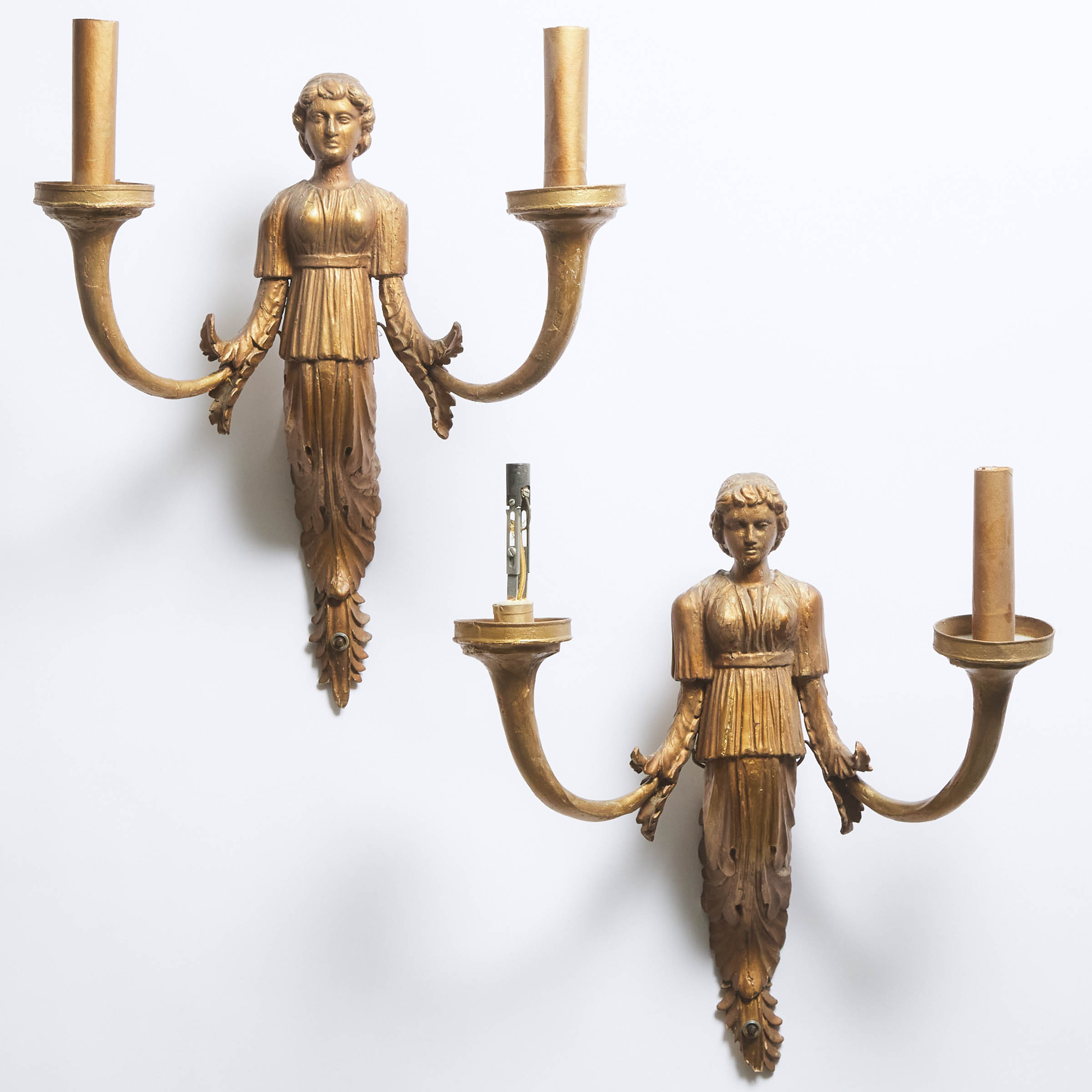 Pair of Carved Giltwood Figural