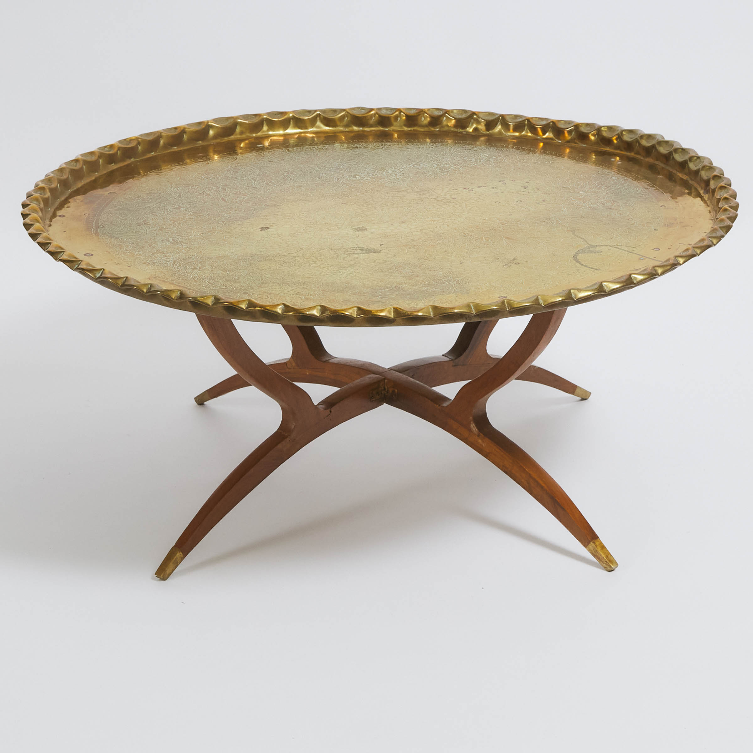 Indian Engraved Brass Tray Table 3aaec9