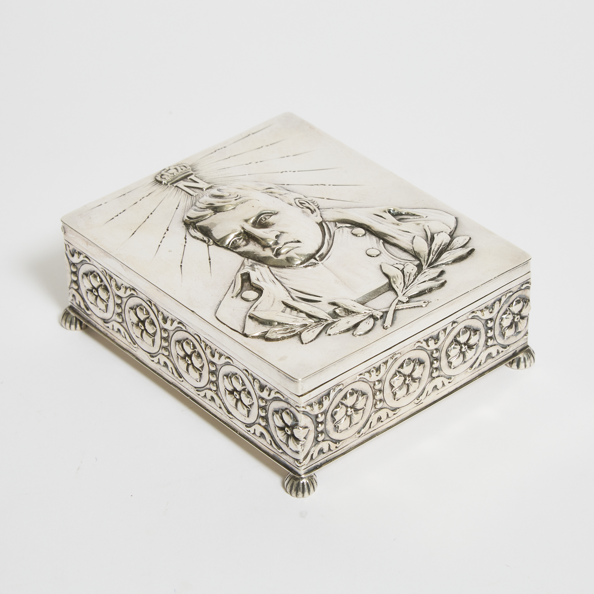 Italian Silver Table Box with Relief