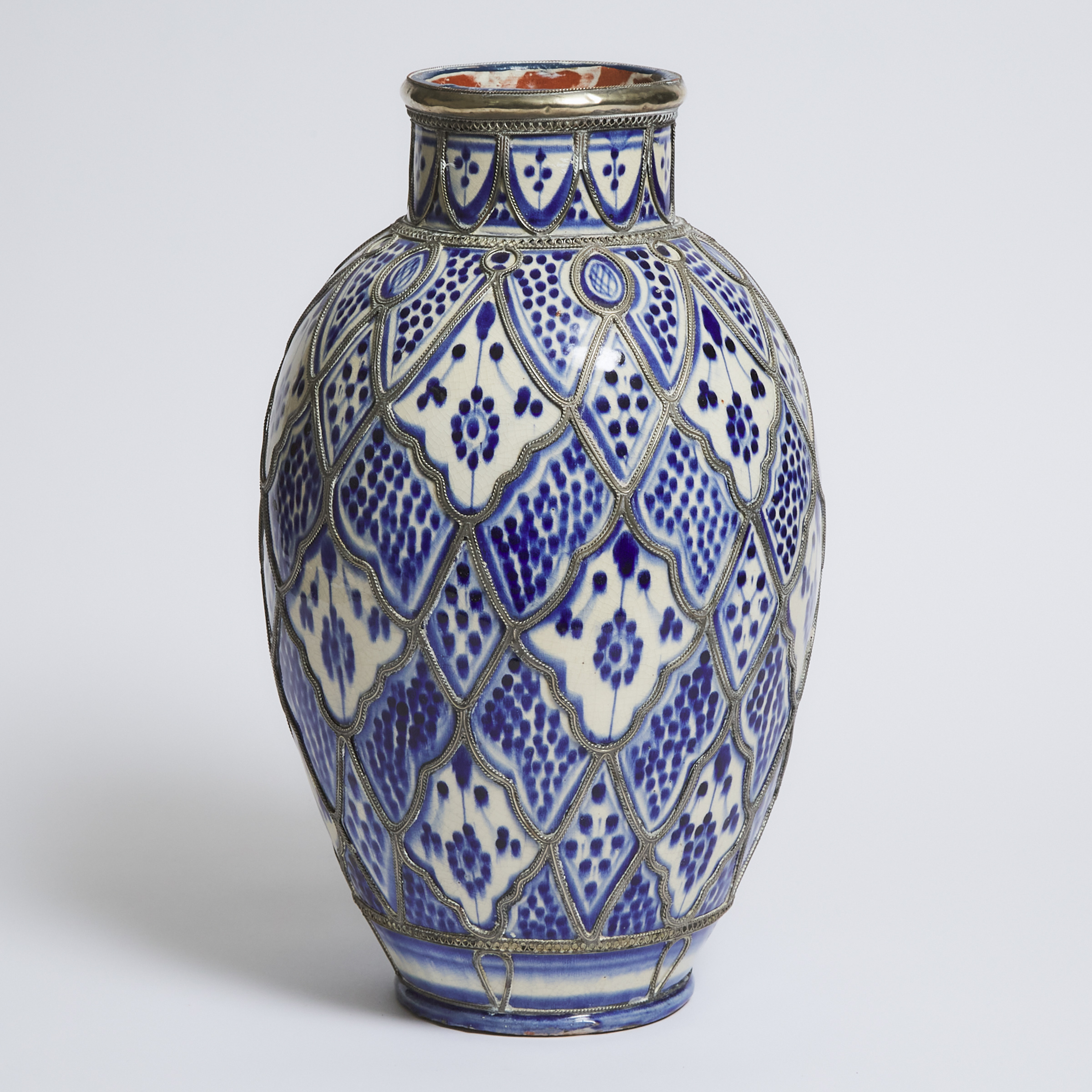 Large Moroccan Blue and White Glazed 3aafaa