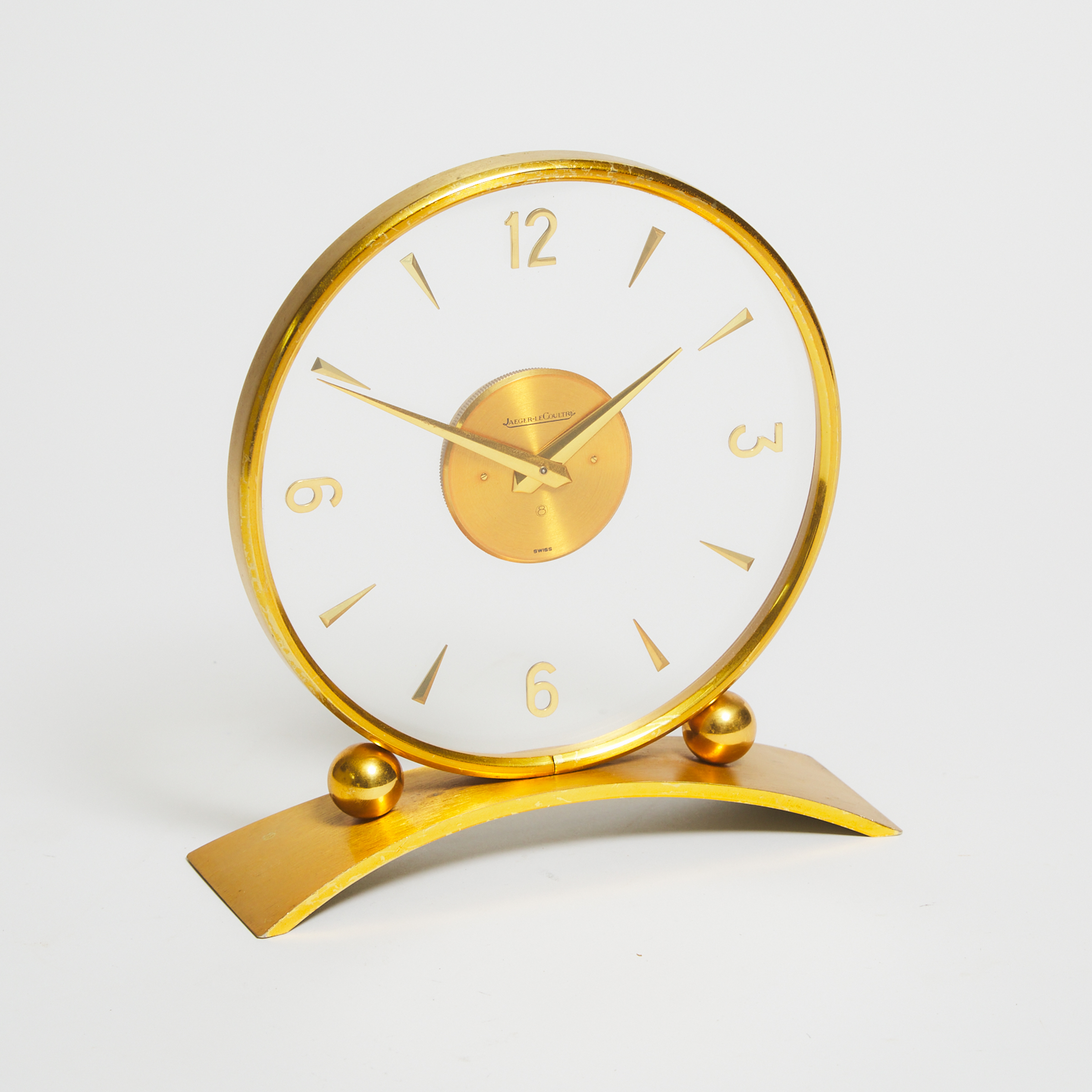 Swiss Gilt Metal Table Clock, Jaeger