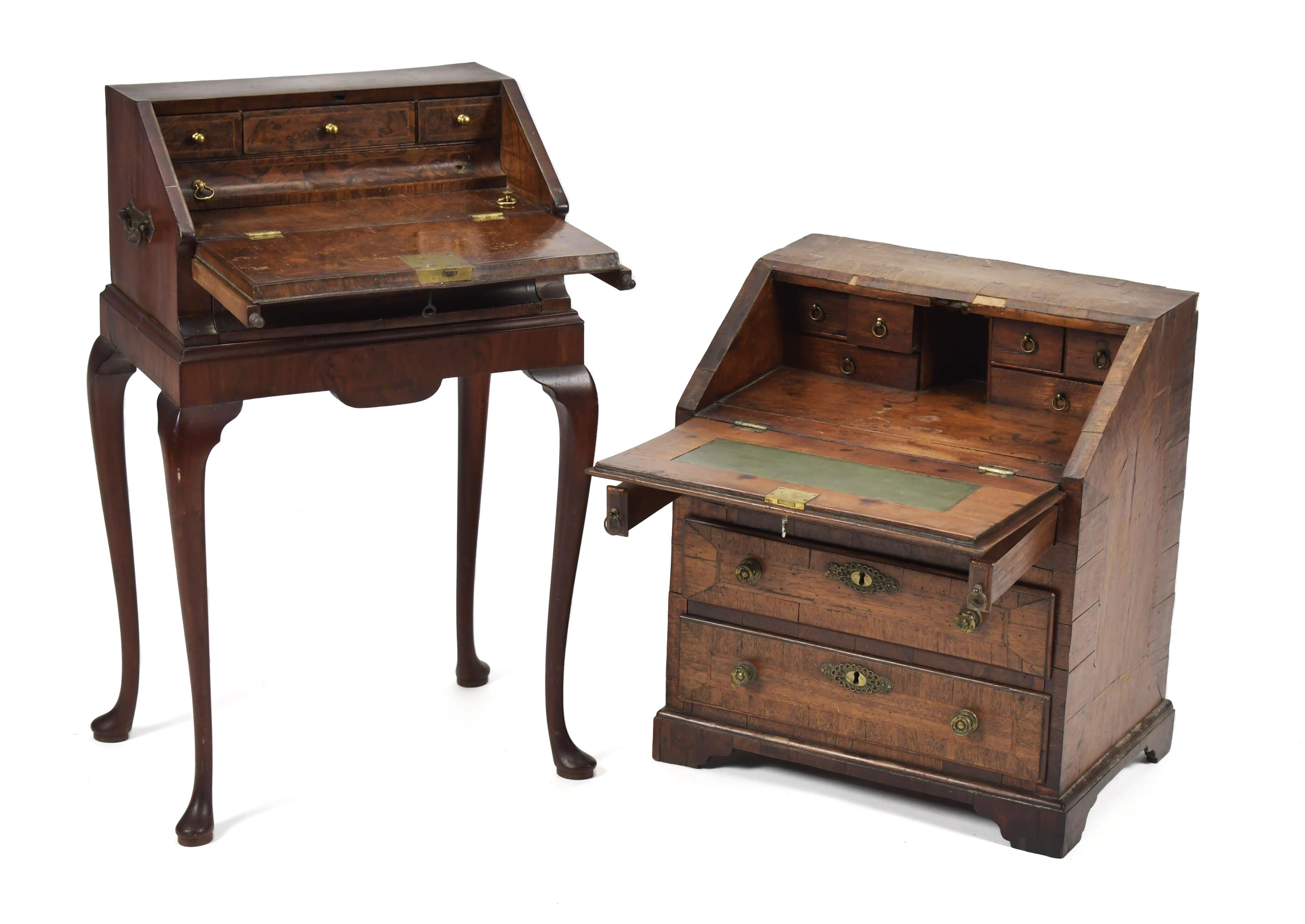 TWO ANTIQUE CHILDS SIZE DESKS.