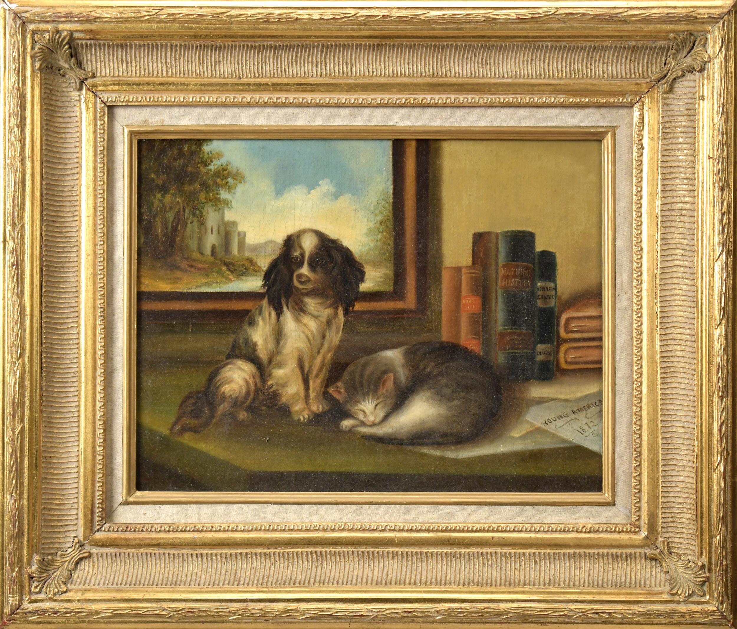 19TH C. OIL, YOUNG AMERICA, CAT
