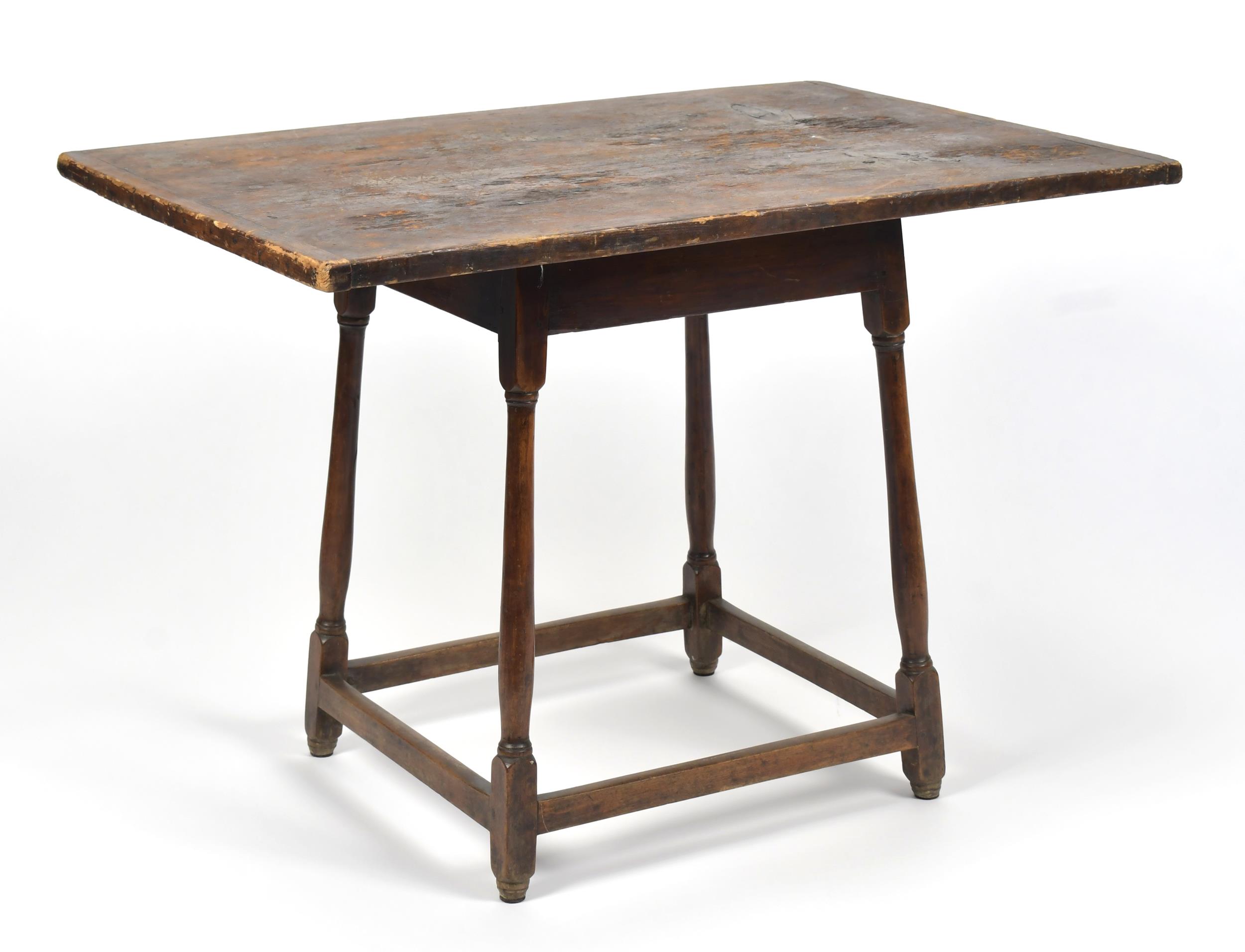 18TH C STRETCHER BASE TAVERN TABLE  3ab05d