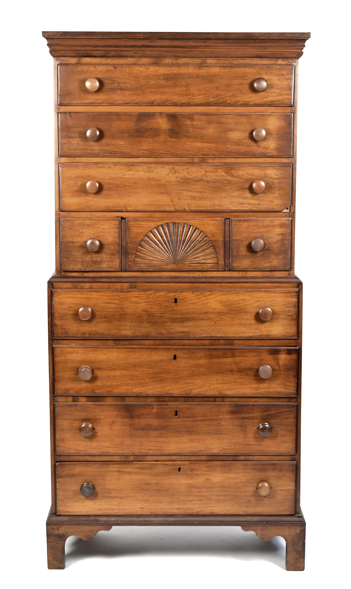 18TH C NH MAPLE CHIPPENDALE CHEST 3ab061