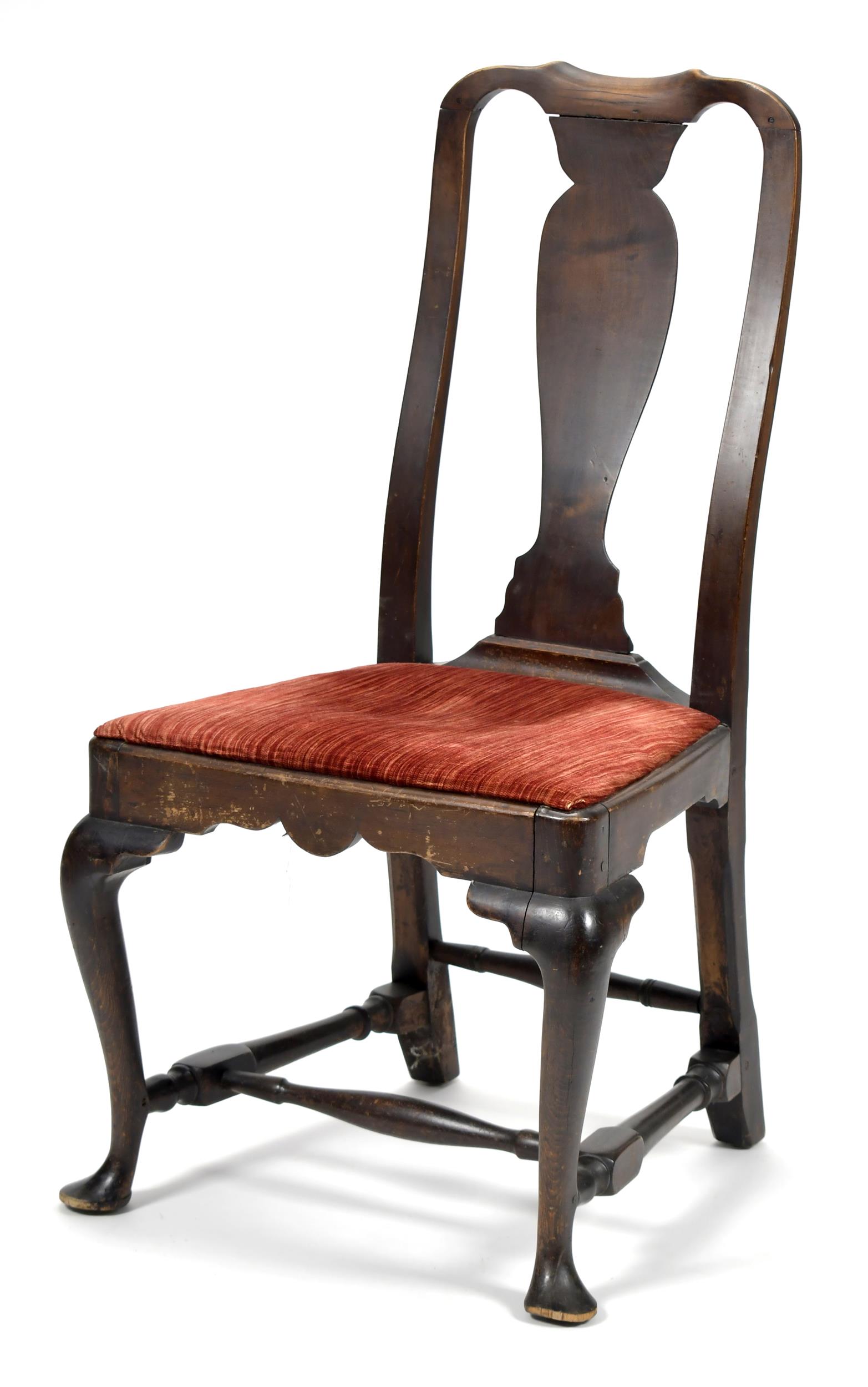 18TH C. QUEEN ANNE MAPLE SIDE CHAIR.