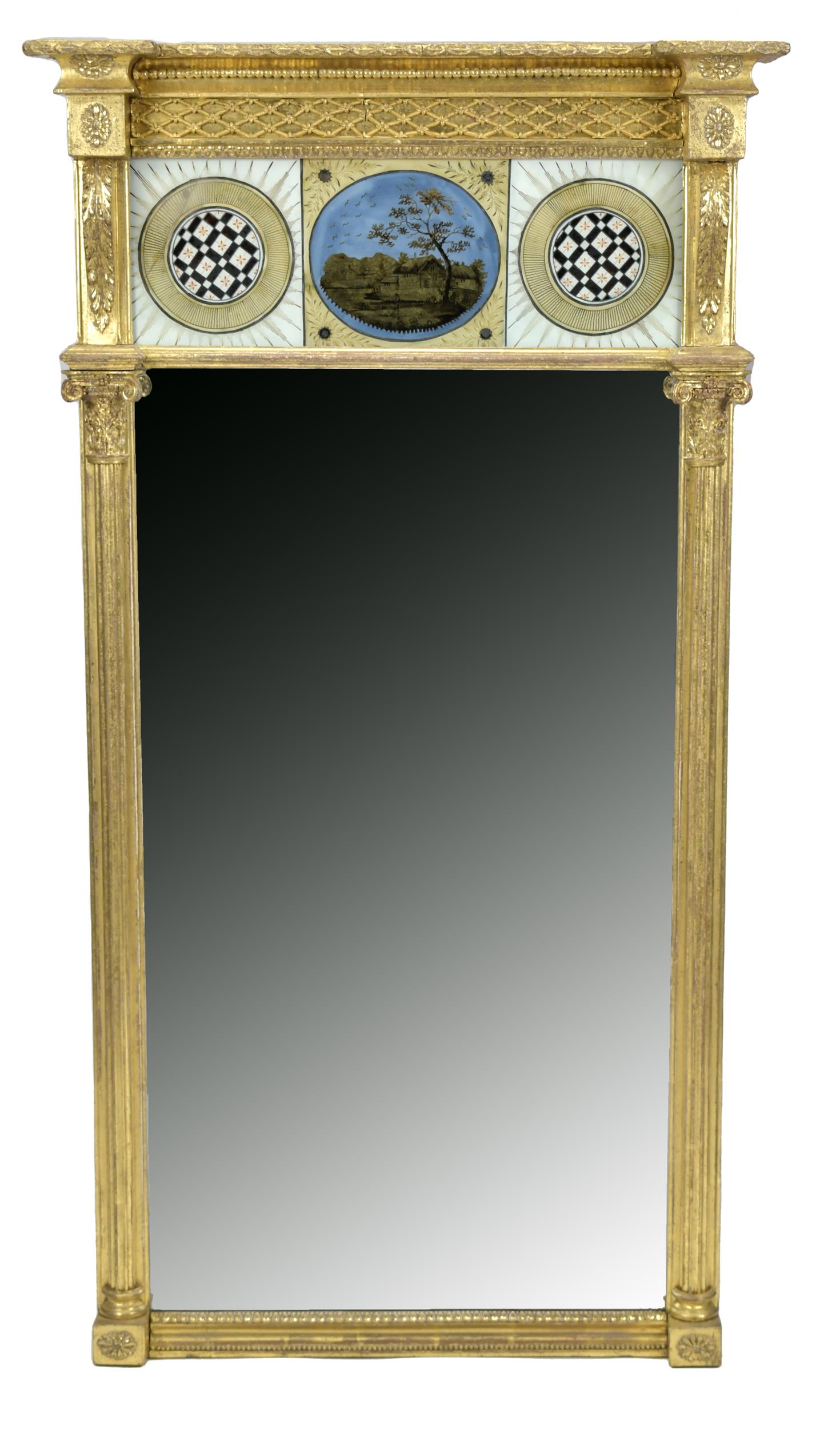 19TH C FEDERAL TABERNACLE MIRROR  3ab0d3