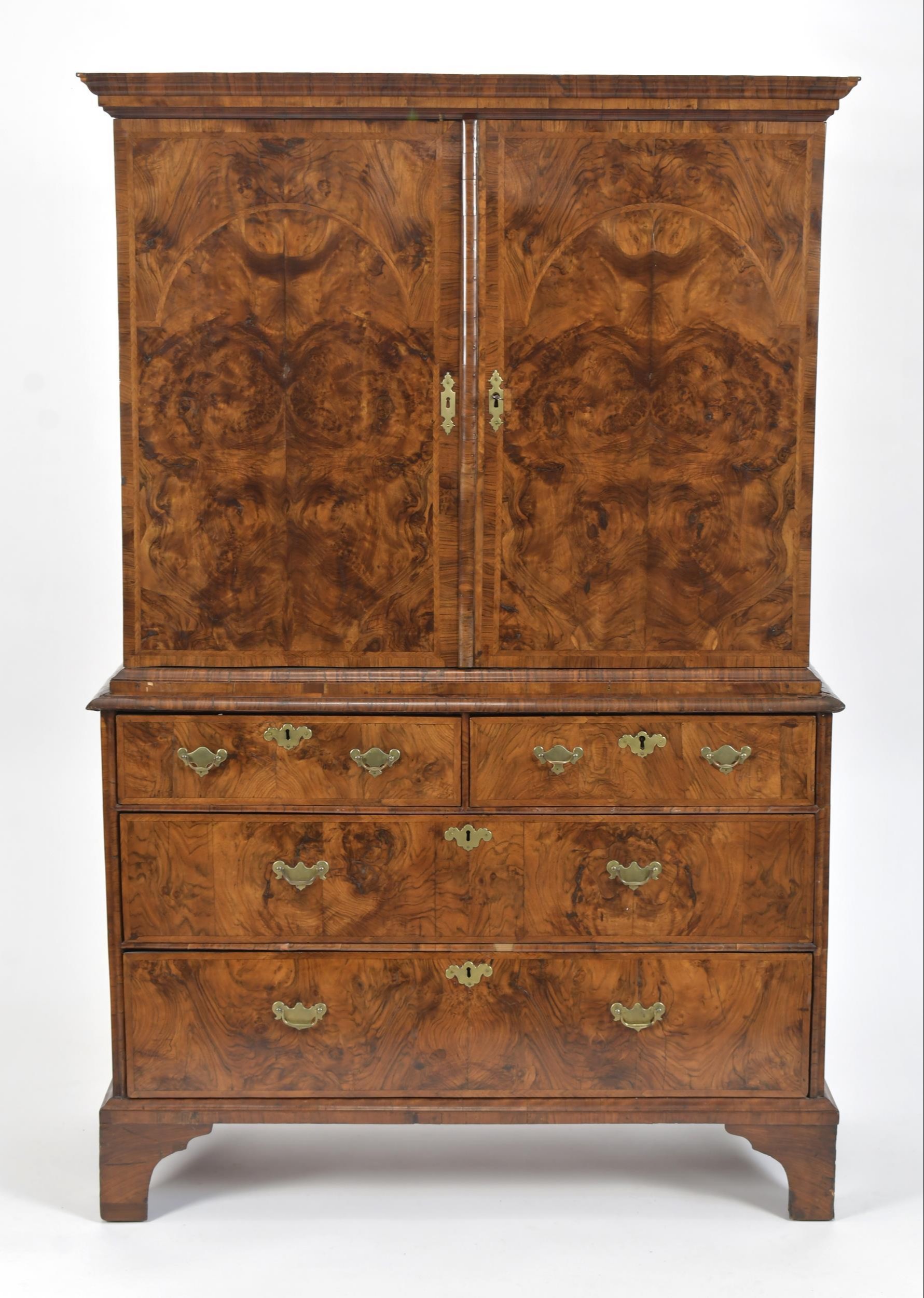 18TH C BURL WALNUT CABINET ON 3ab0fc