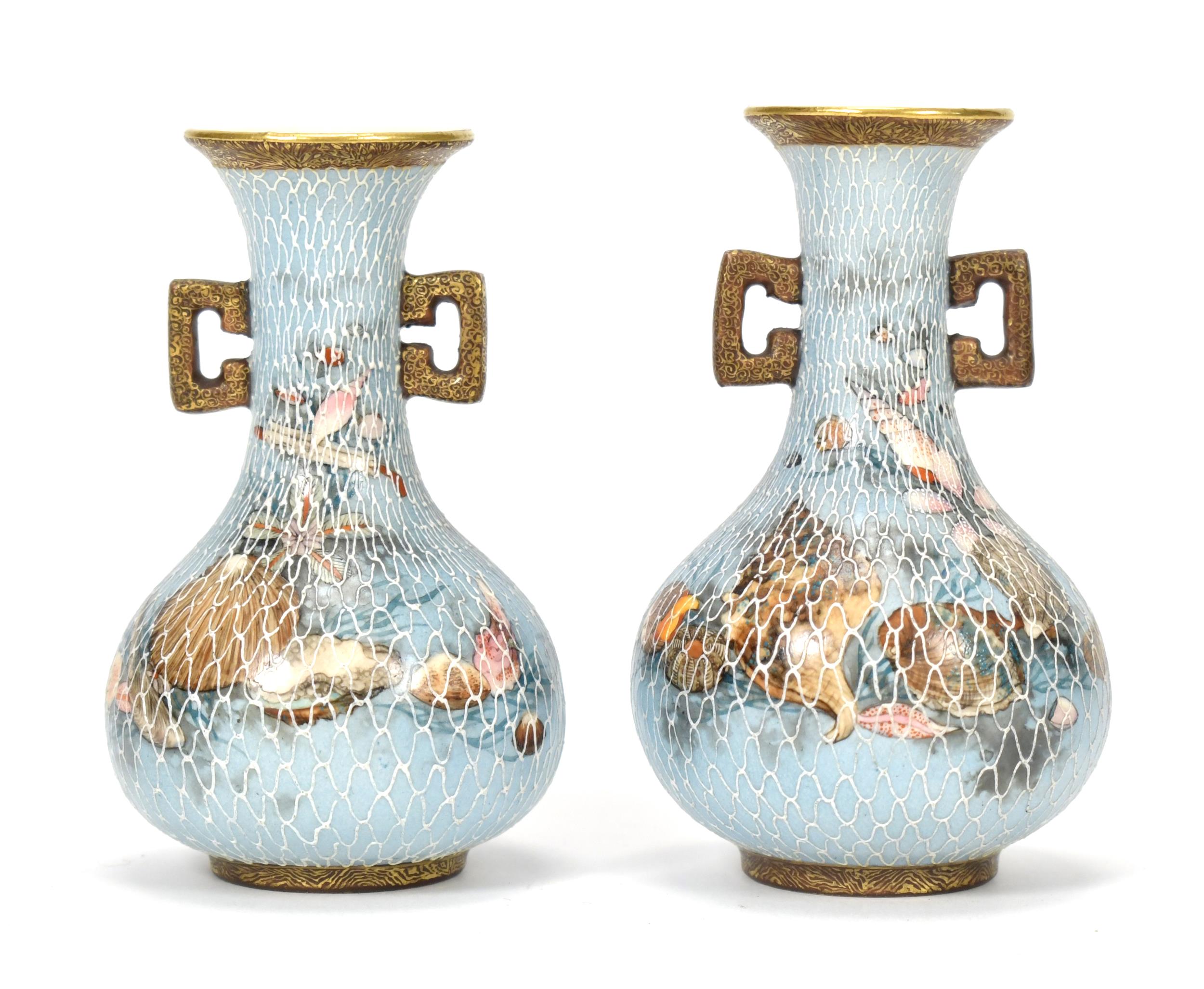 FINE PAIR SATSUMA MINIATURE VASES  3ab0f7