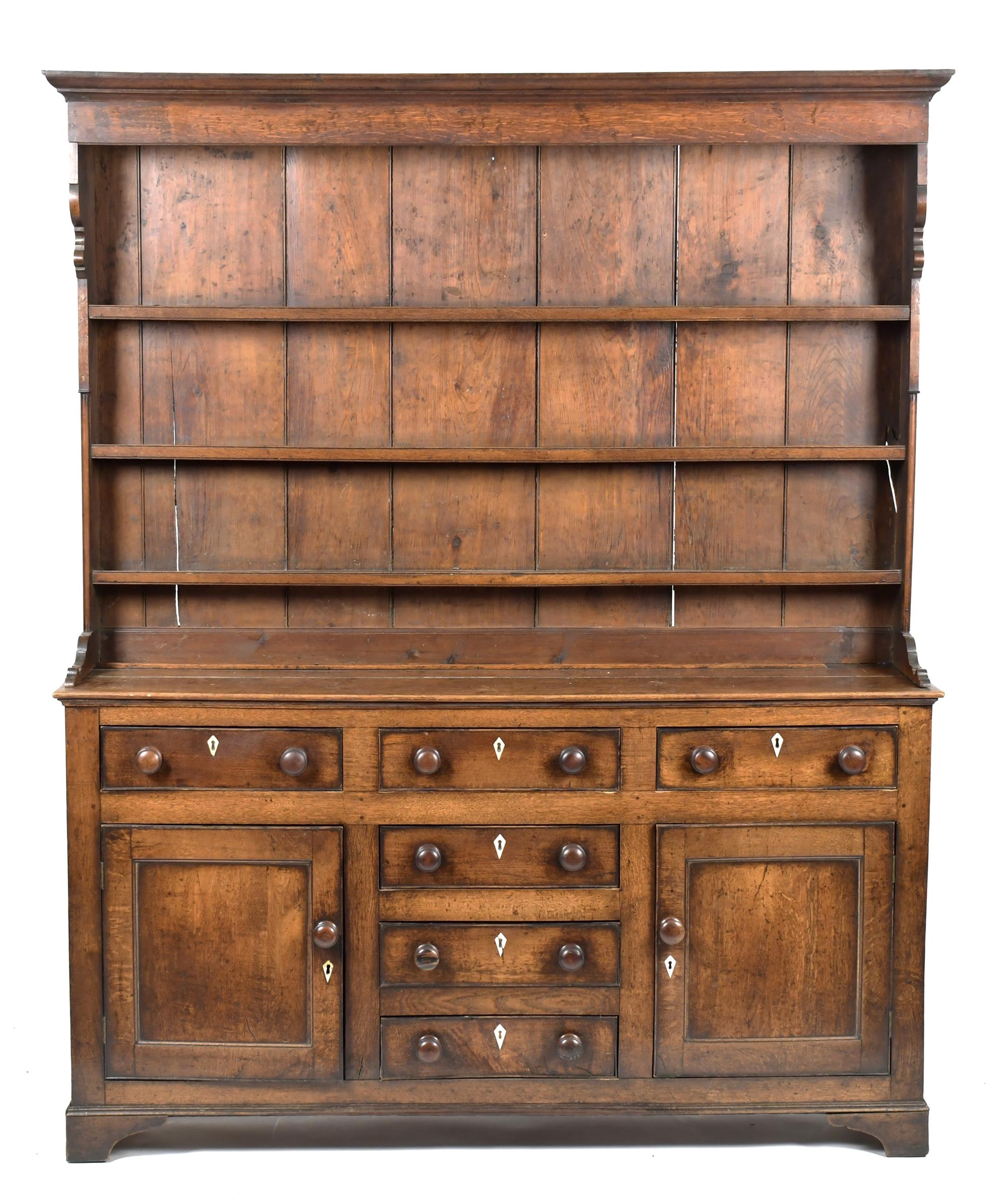 18TH C. ENGLISH OAK WELSH DRESSER. Two