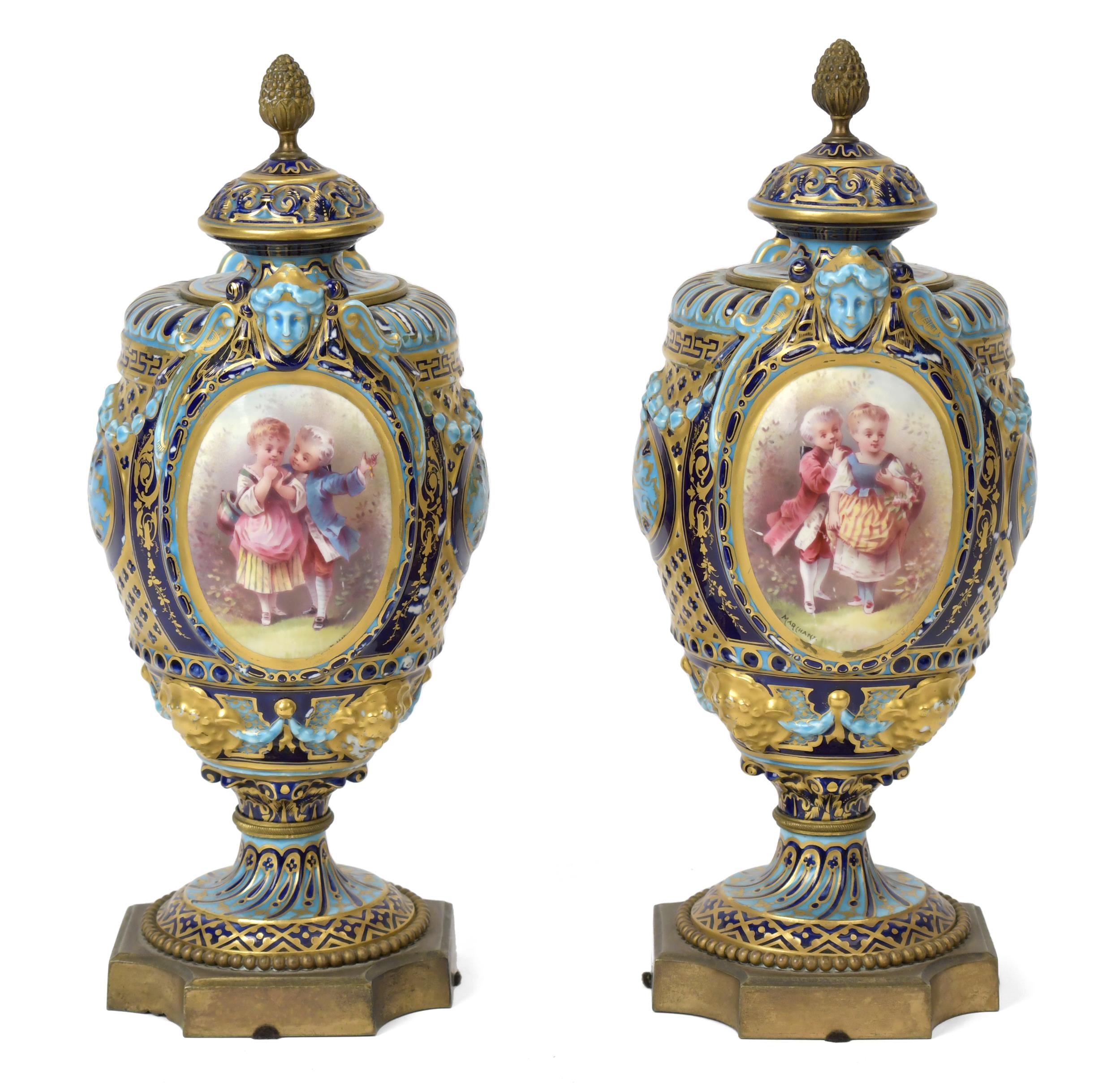 PAIR OF 19TH C. SEVRES MANTLE GARNITURES.