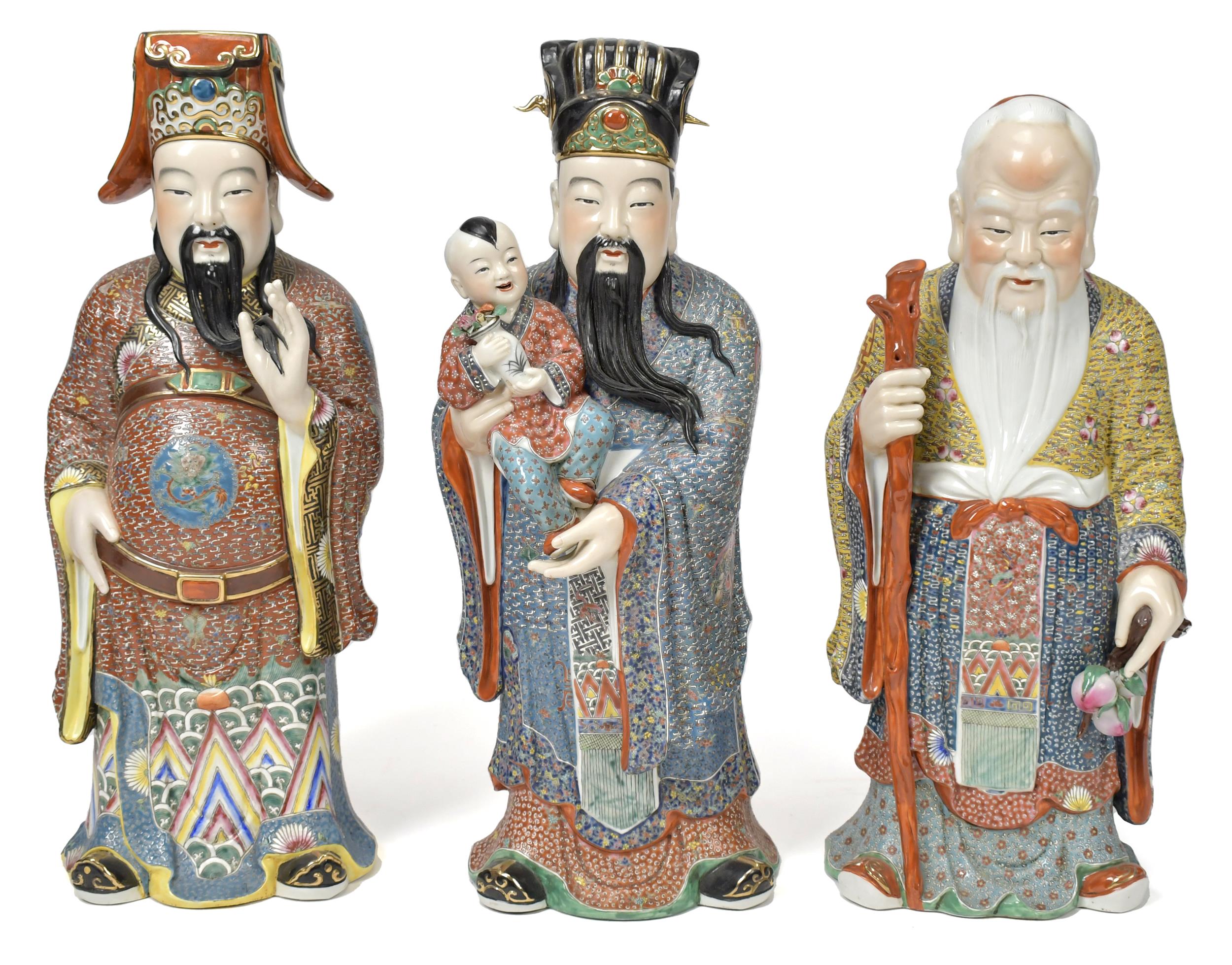 LARGE CHINESE FIGURES OF GOOD FORTUNE  3ab12d