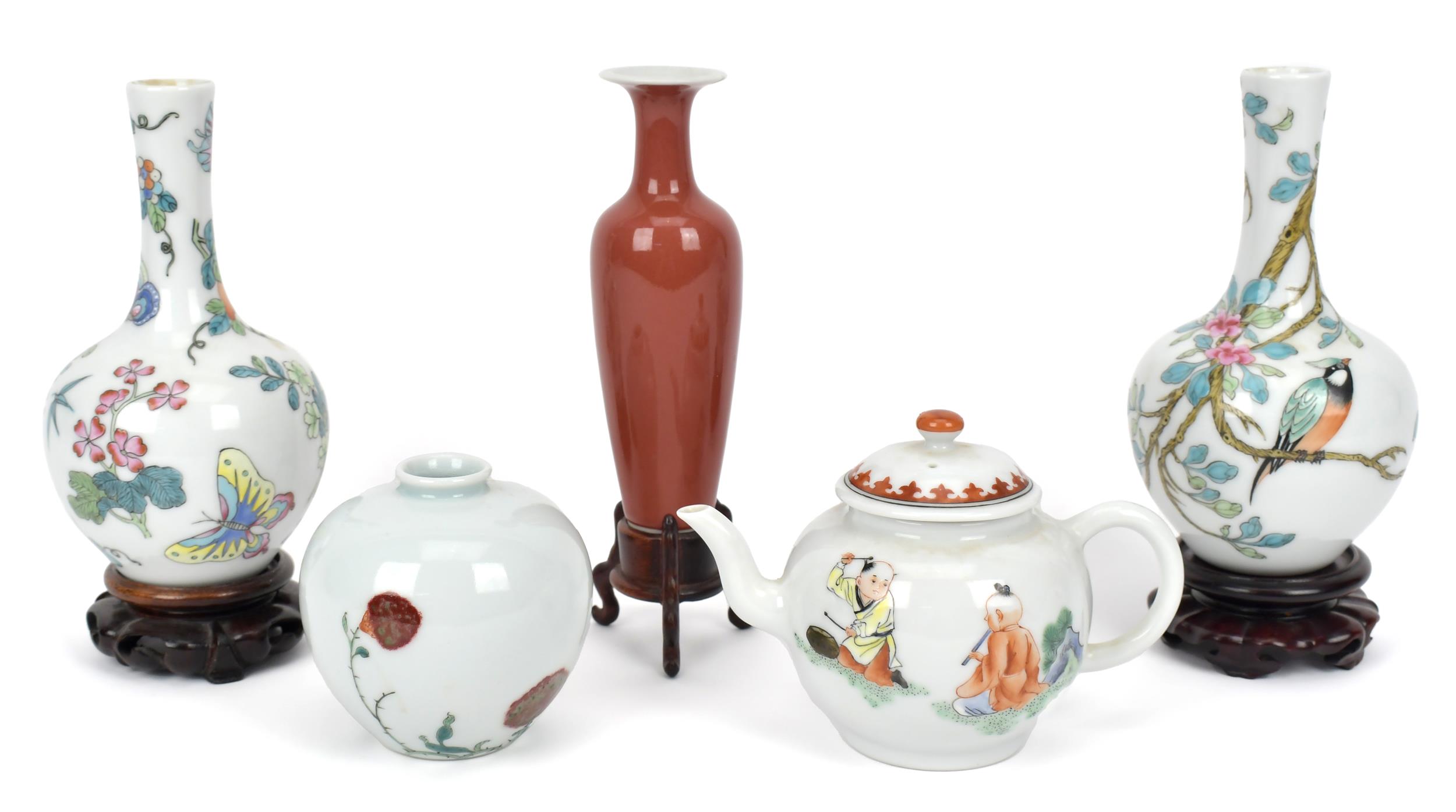 FIVE PIECES 20TH C. SIGNED CHINESE