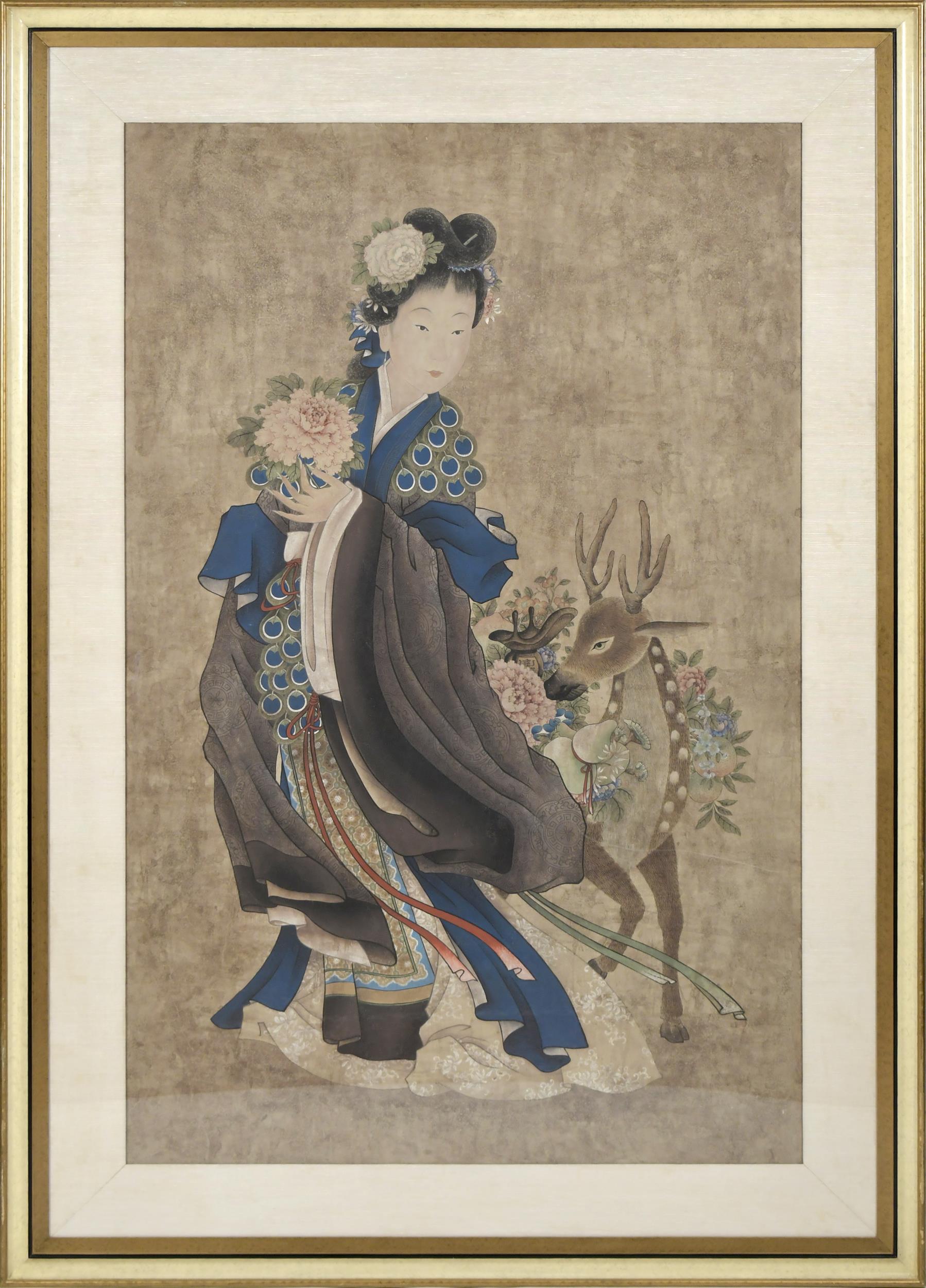 LARGE CHINESE PAINTING WOMAN WITH 3ab16c