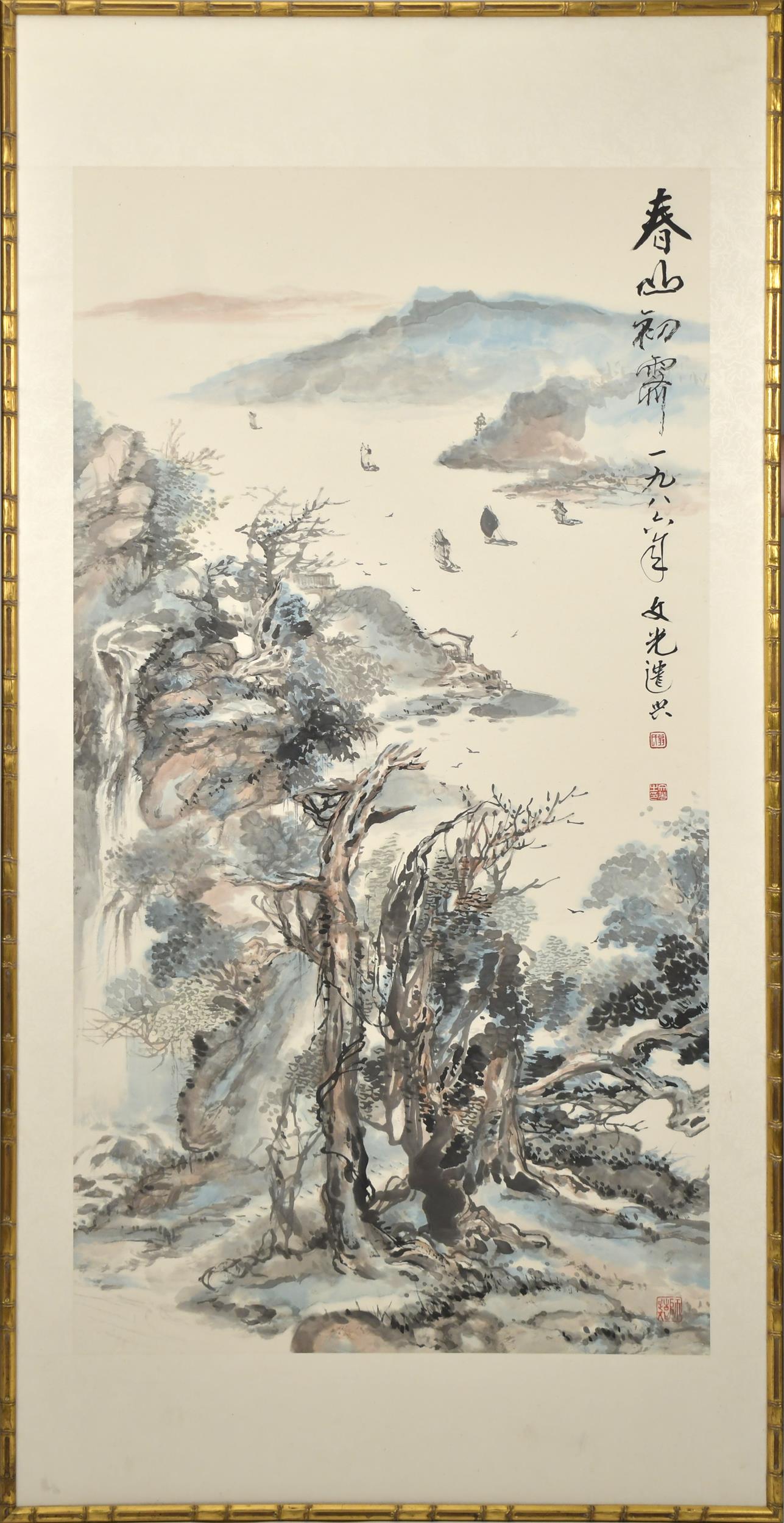 20TH C. LARGE CHINESE WATERCOLOR