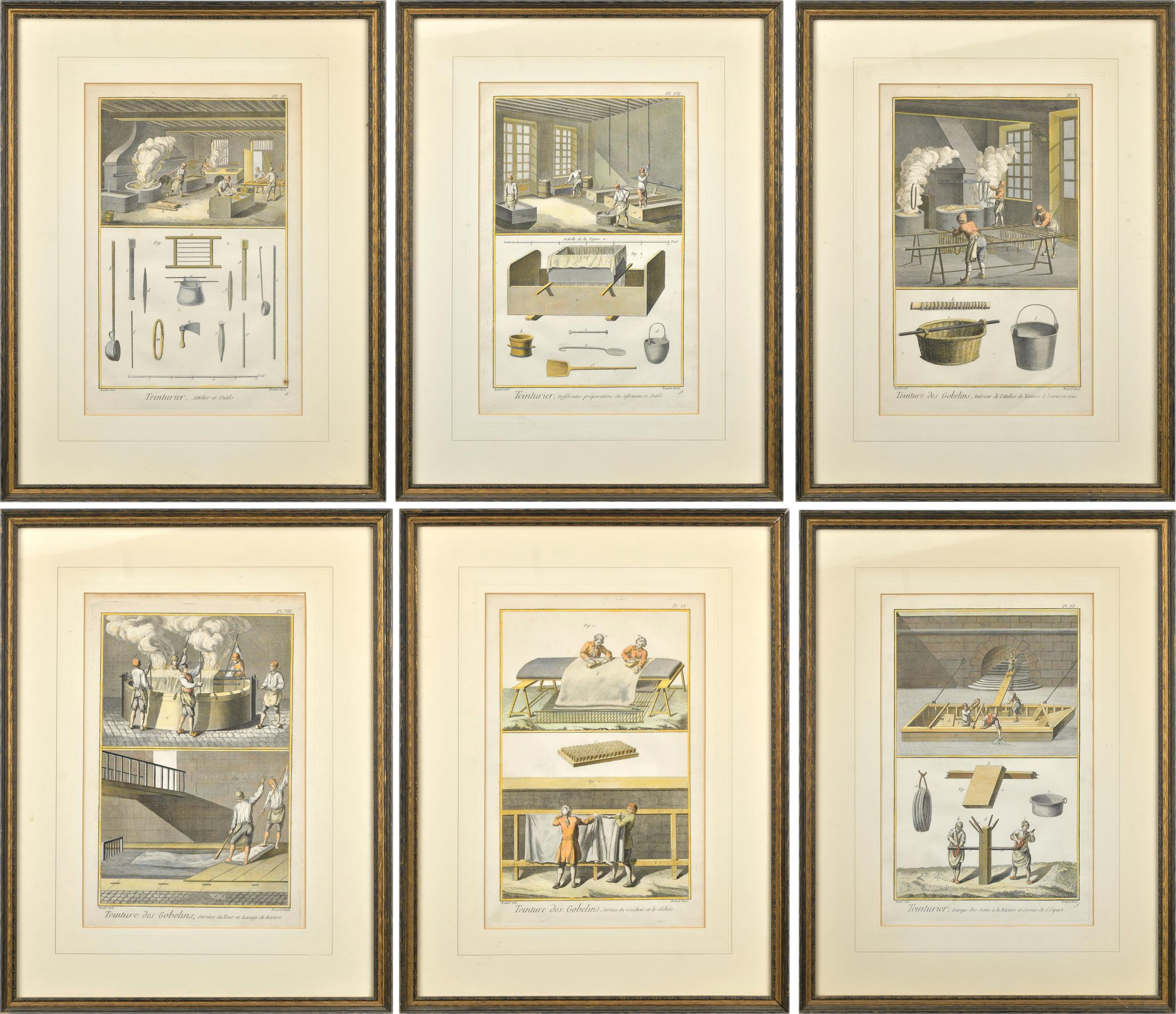 SIX ANTIQUE FRENCH ENGRAVINGS,