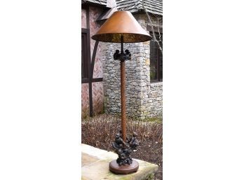 Bronze floor lamp with monkey decoration  3ab24d