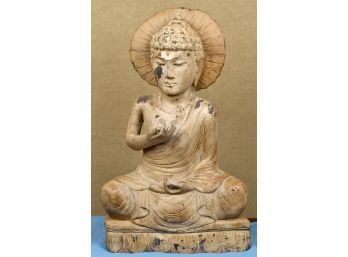 A finely carved wood buddha figure 3ab298