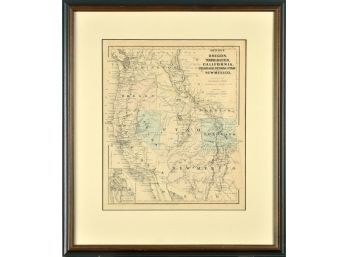 A framed antique map: Colton's