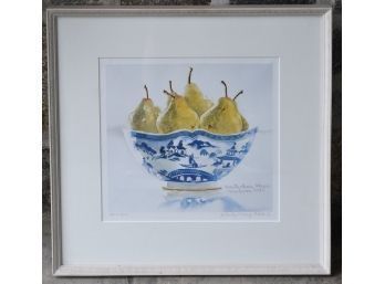 A framed limited edition colored lithograph
