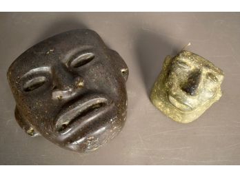 Two pre-Columbian carved stone