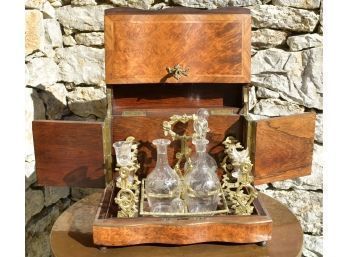 An antique French burl and brass 3ab315