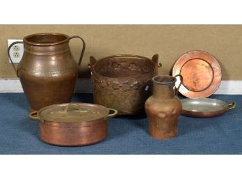 Six vintage copper items, including: