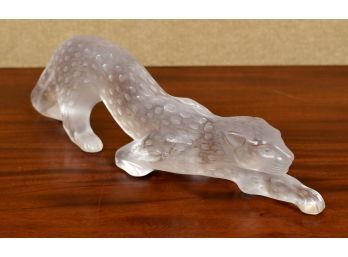 Lalique crystal figure of a crouching