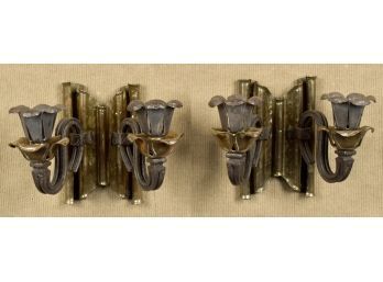 A pair of 20th C. iron and brass