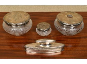 A four piece sterling and etched 3ab407
