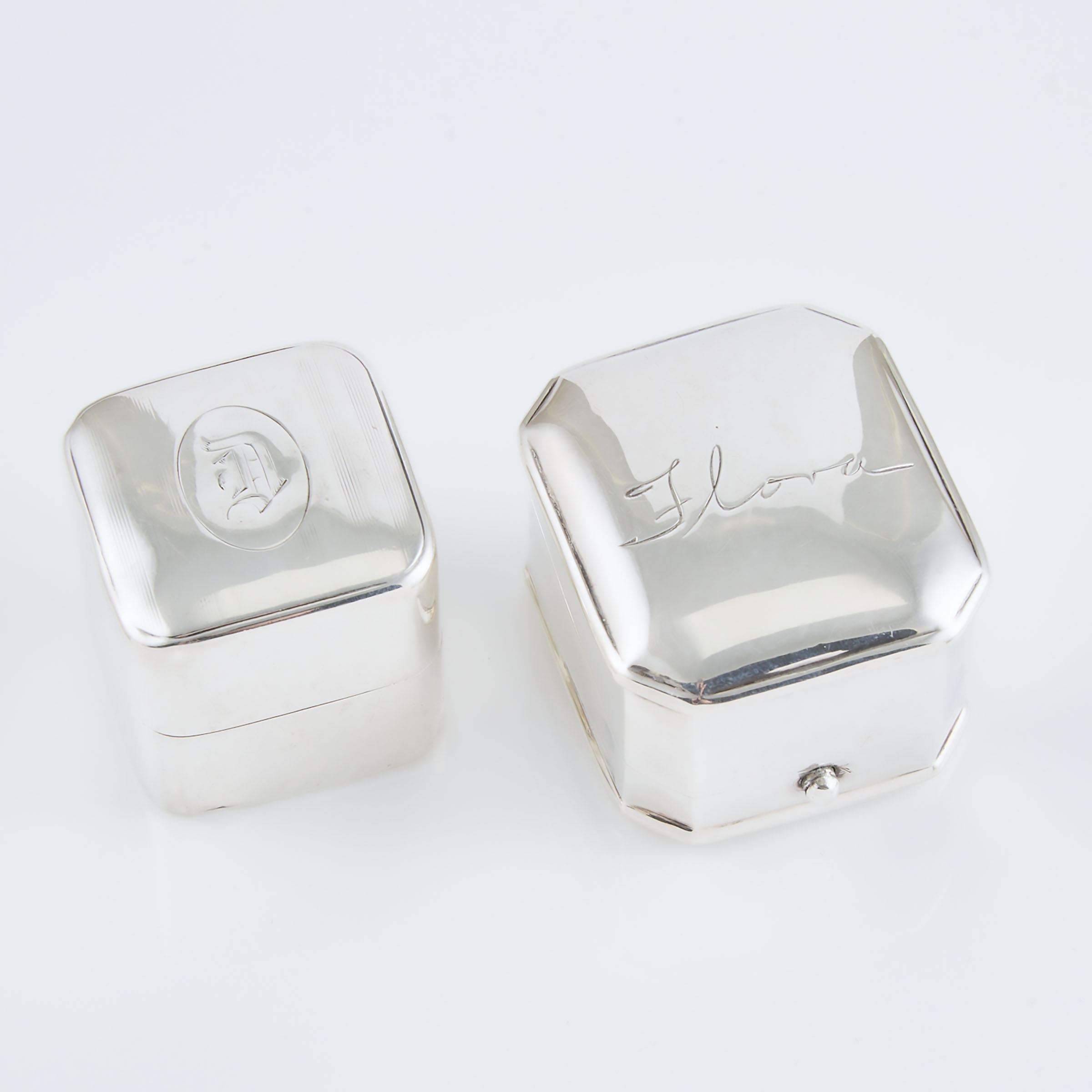 2 Sterling Silver Ring Boxes  including