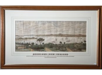 A vintage color lithograph, harbor