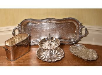 A silver plated hostess lot, including: