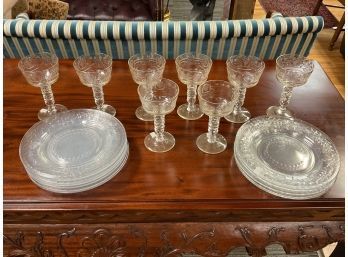 Vintage clear glass etched stemware 3ab4ef