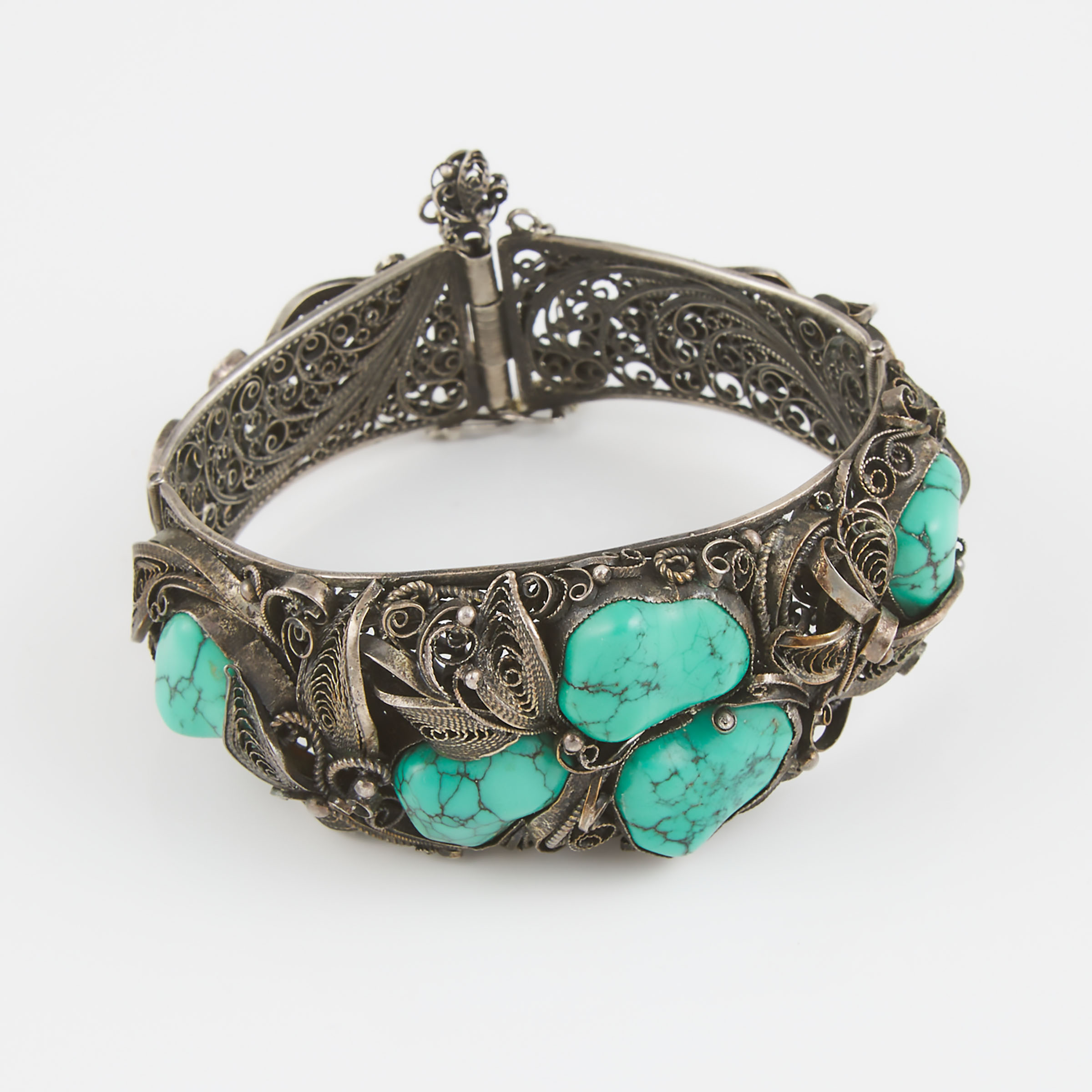 Silver Filigree Hinged Bracelet