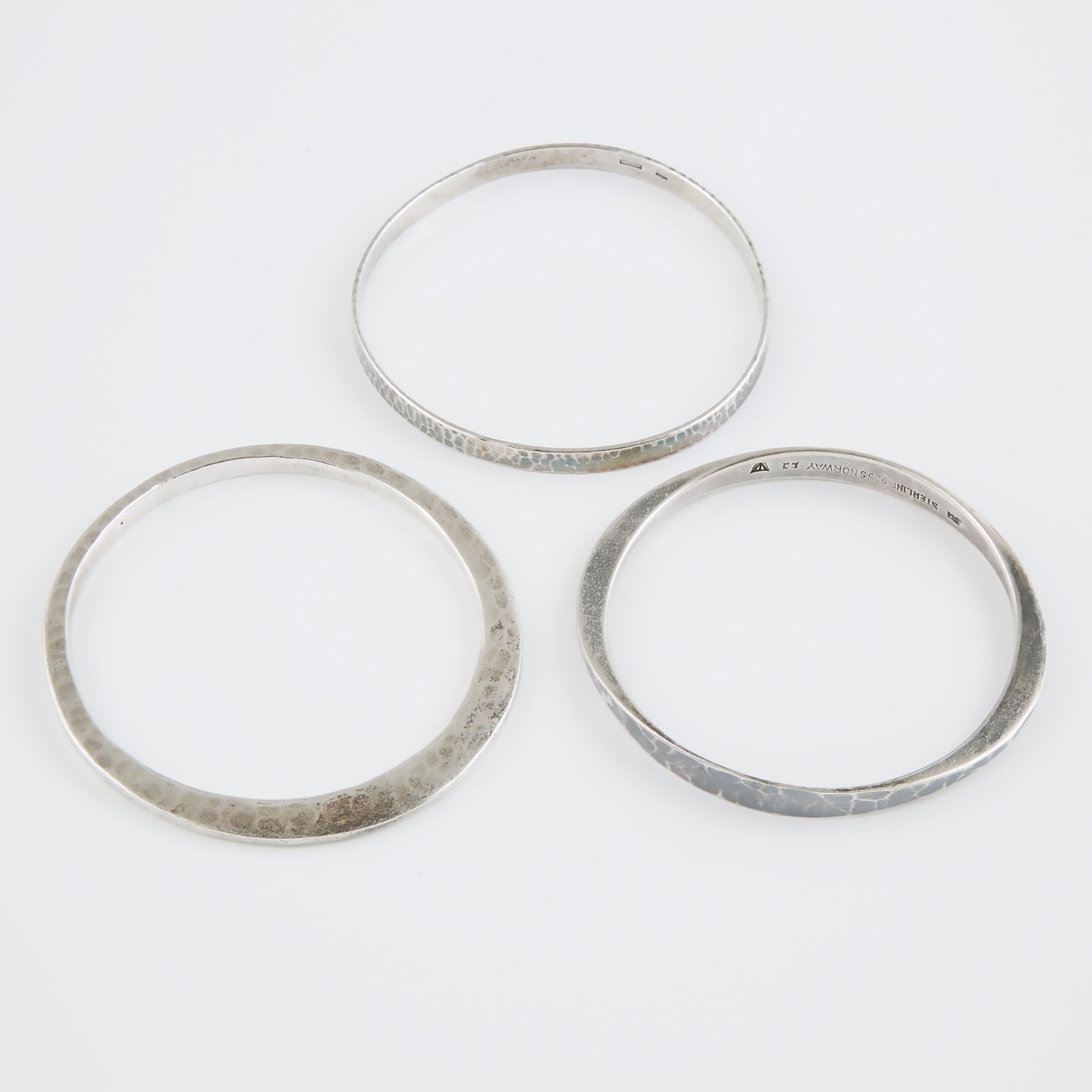 3 Sterling Silver Bangles including 3ab528