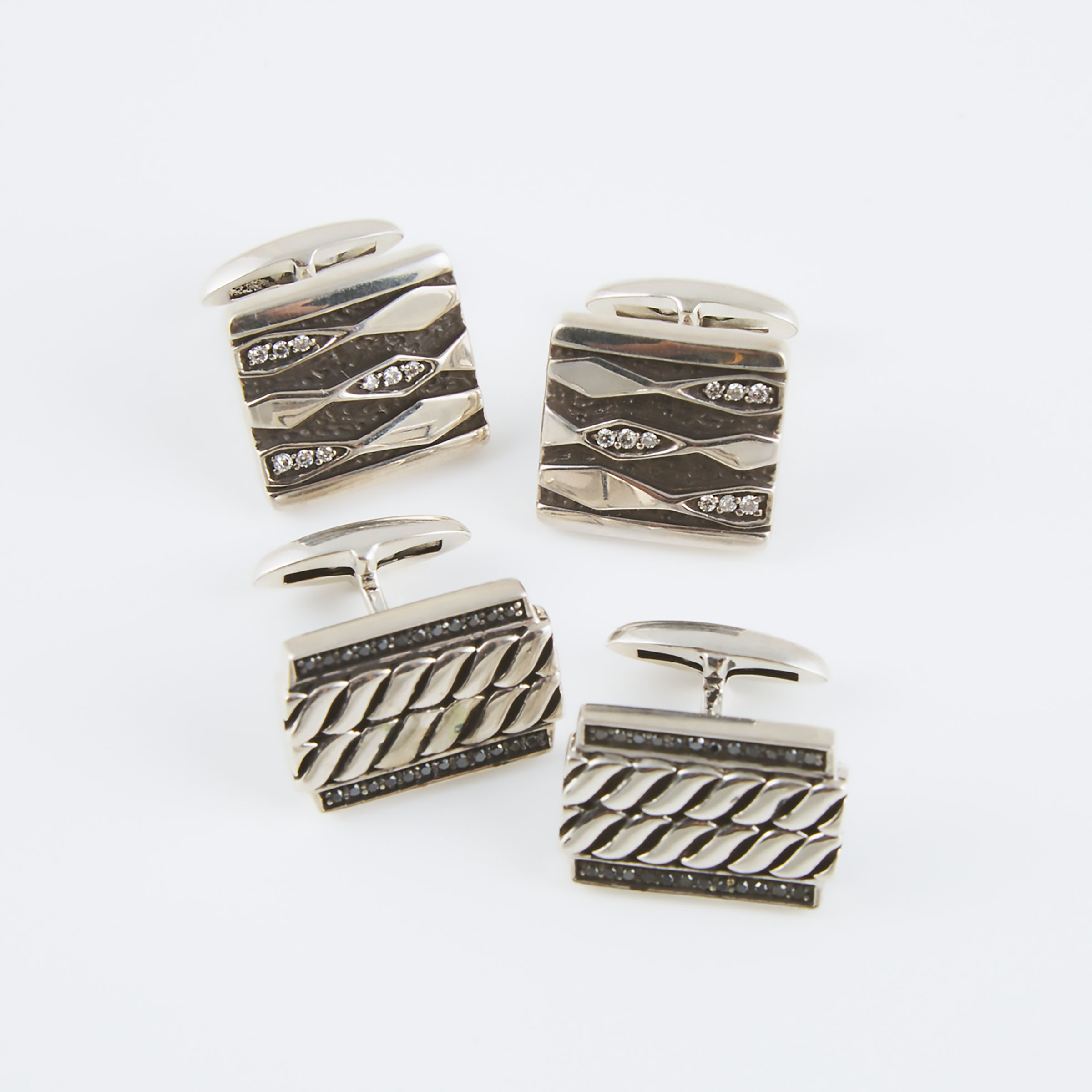 2 Pairs of Sterling Silver Cufflinks 3ab573