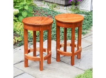 A pair of round cherry side stands  3ab58e