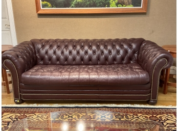 Leather chesterfield sofa with pull