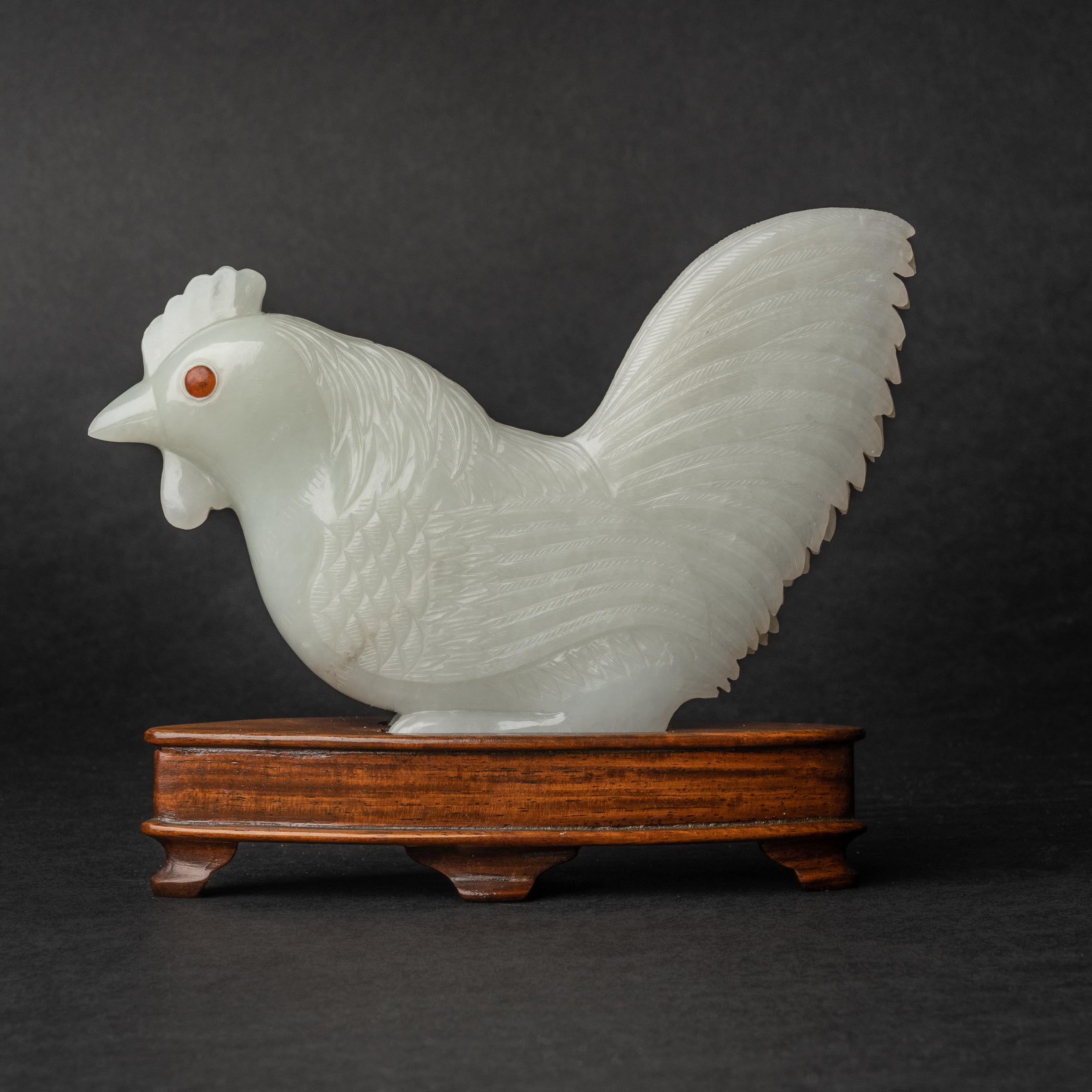 A White Jade Carving of Rooster