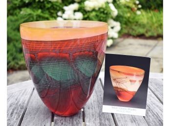 Colorful art glass vase in red  3ab5e8