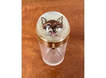 Glass scent bottle with fox decoration