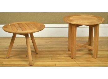 Two modern teak tables stands by 3ab631