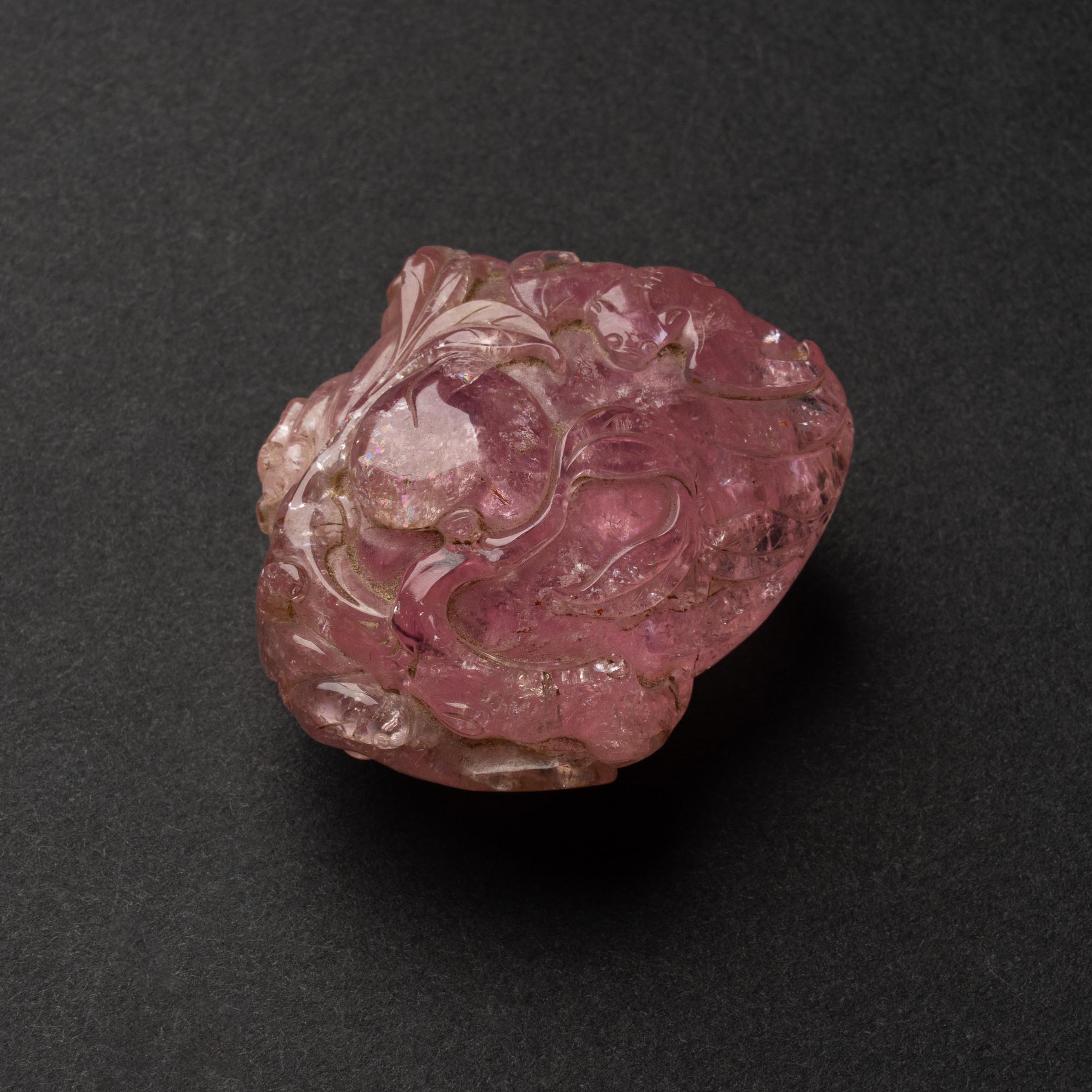 A Pink Tourmaline 'Sanduo' Carving,