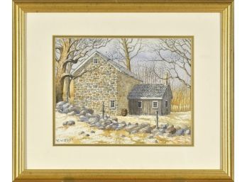 Watercolor “Store Barn”, signed