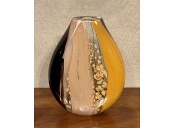 Art glass multicolor vase, signed