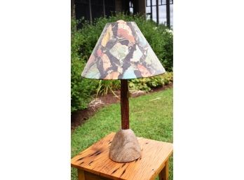 Artisan made table lamp with stone